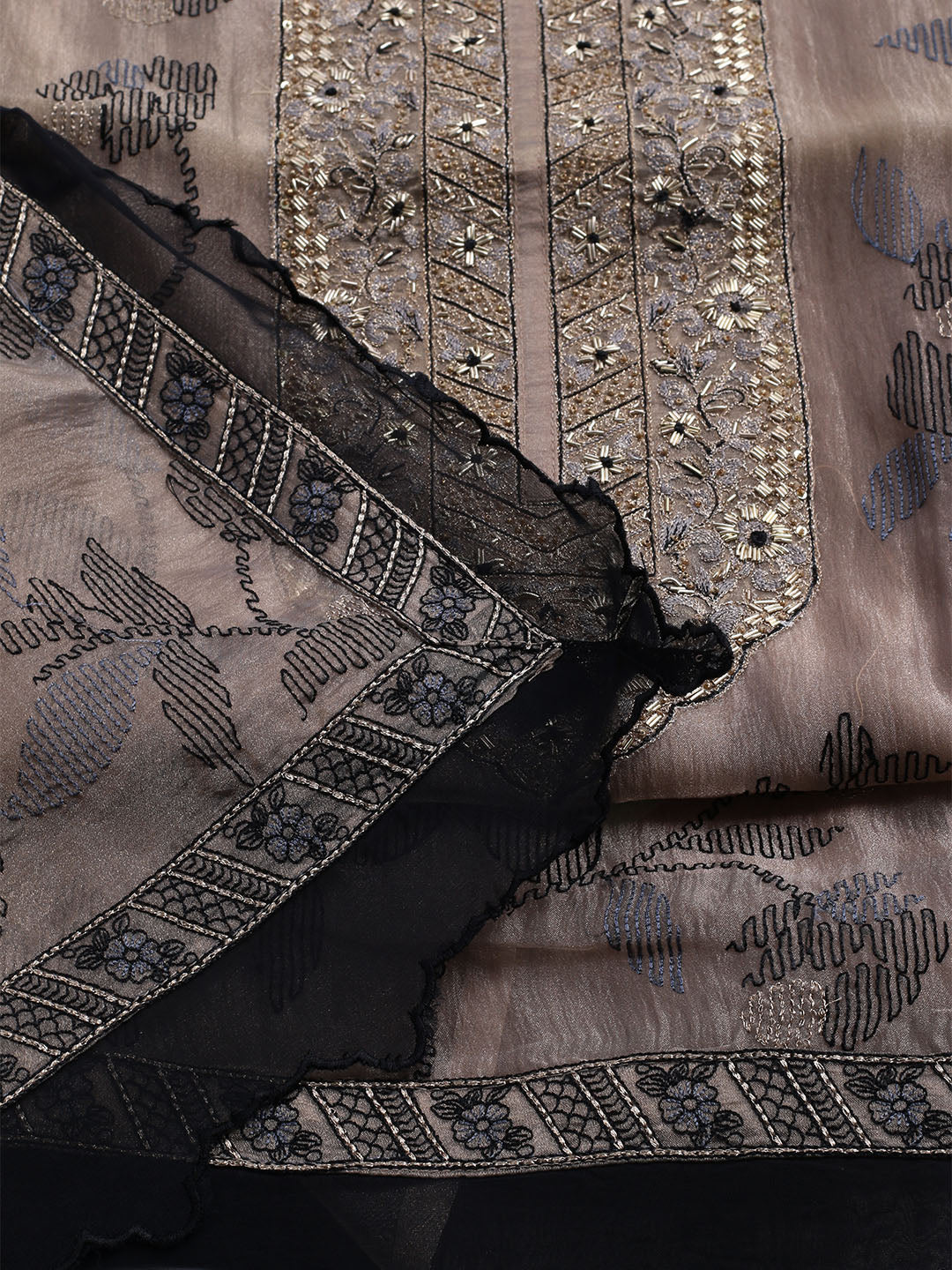 Embroidered Tissue Unstitched Suit With Dupatta