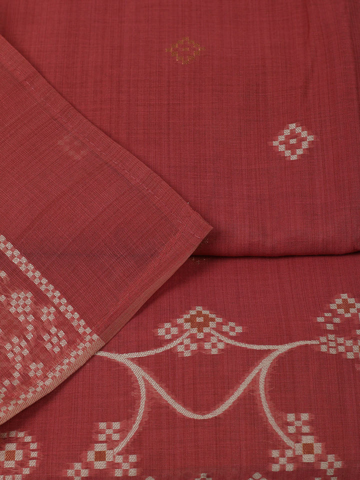 Embroidered Chanderi Unstitched Kurta With Pant &amp; Dupatta