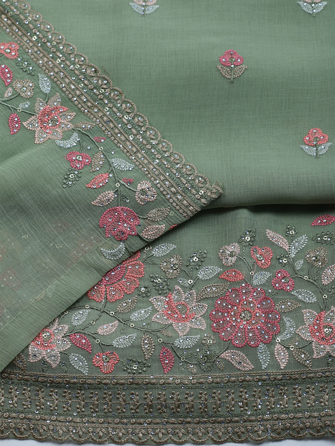 Embroidered Chiffon Unstitched Suit With Dupatta