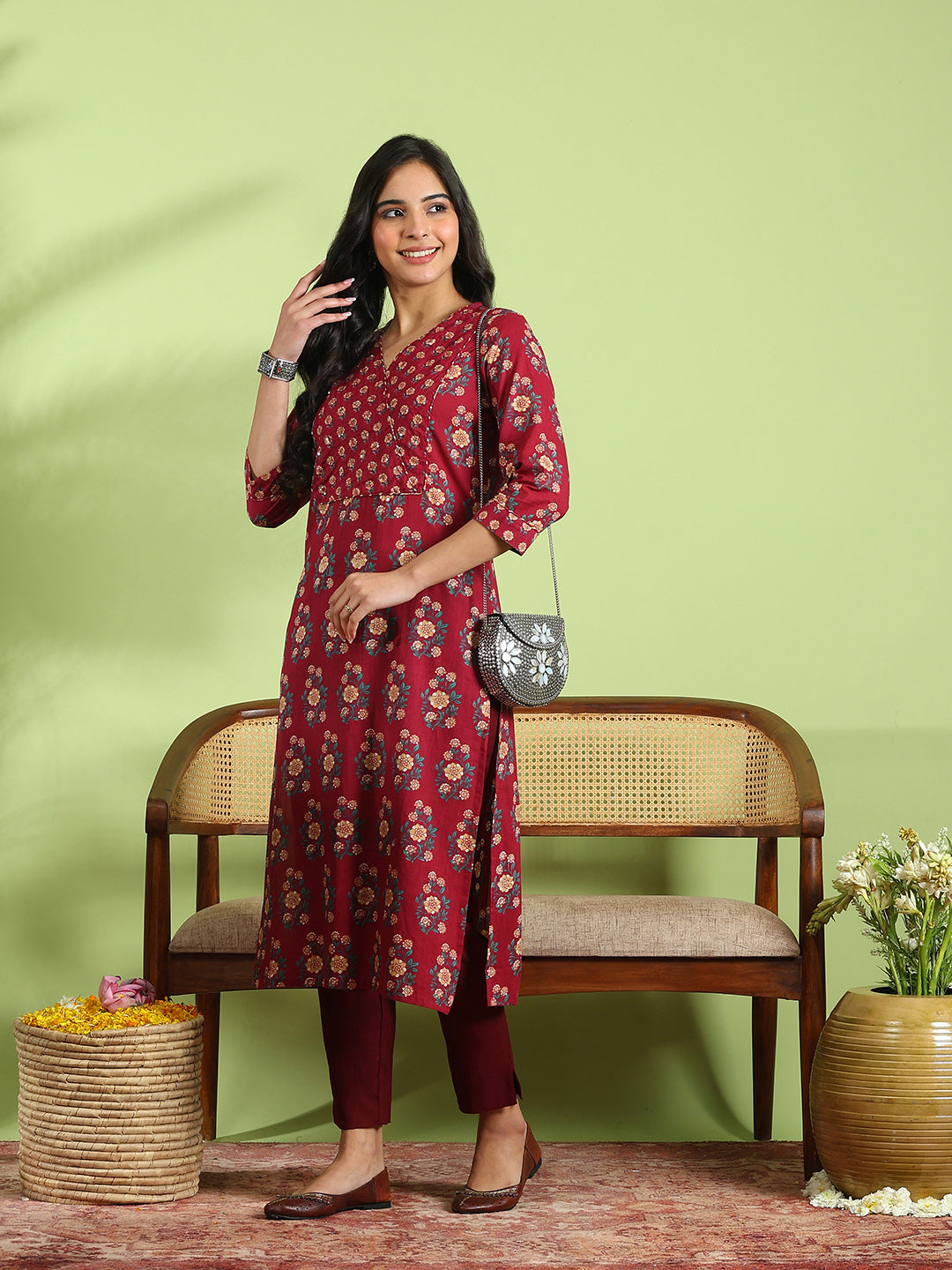 Floral Printed Cotton Blend Kurta