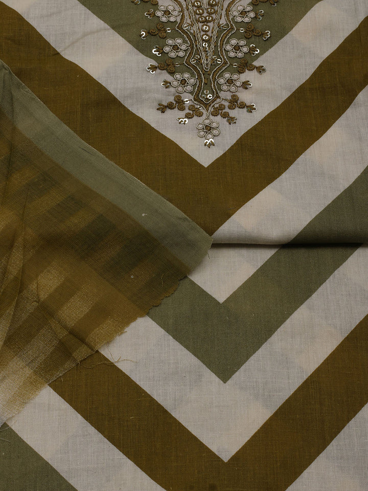 Printed Cotton Blend Unstitched Suit With Dupatta