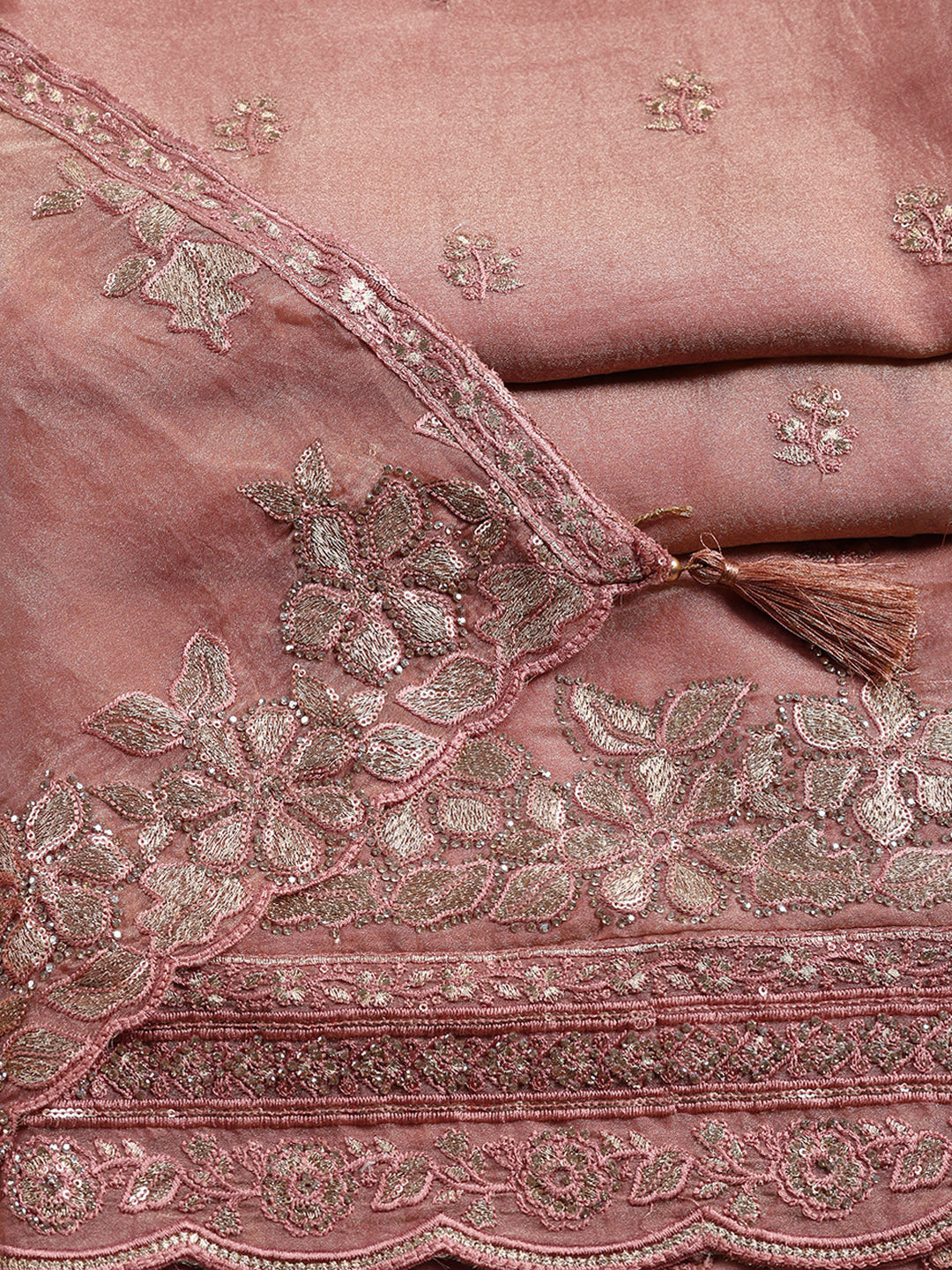 Embroidered Organza Unstitched Suit With Pant &amp; Dupatta