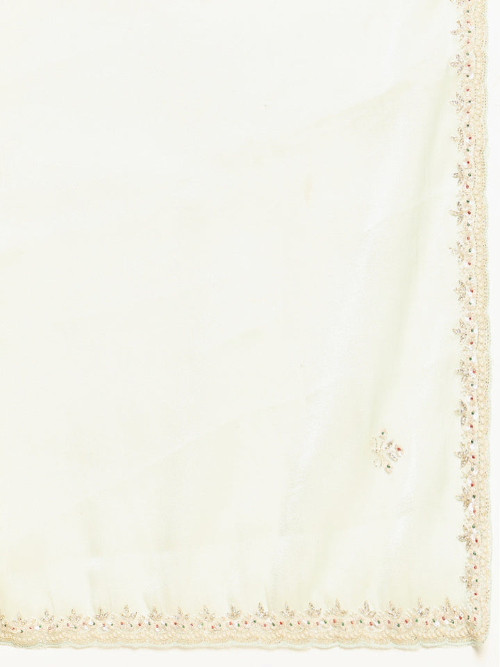 Stone &amp; Thread Embroidered Organza Saree