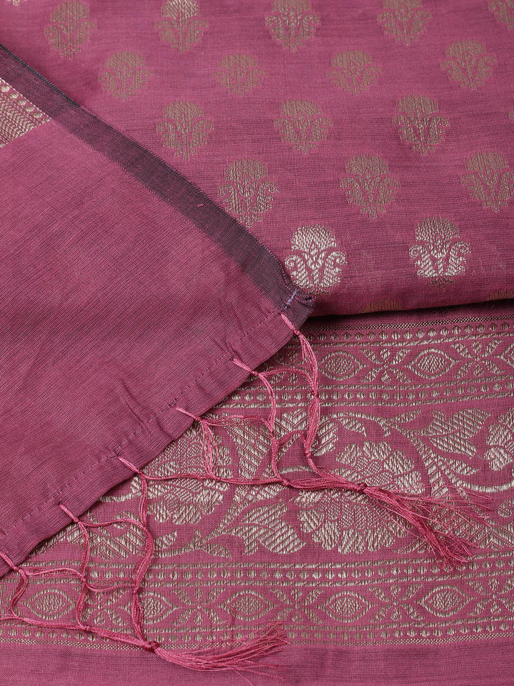 Woven Design Chanderi Unstitched Suit With Pant &amp; Dupatta