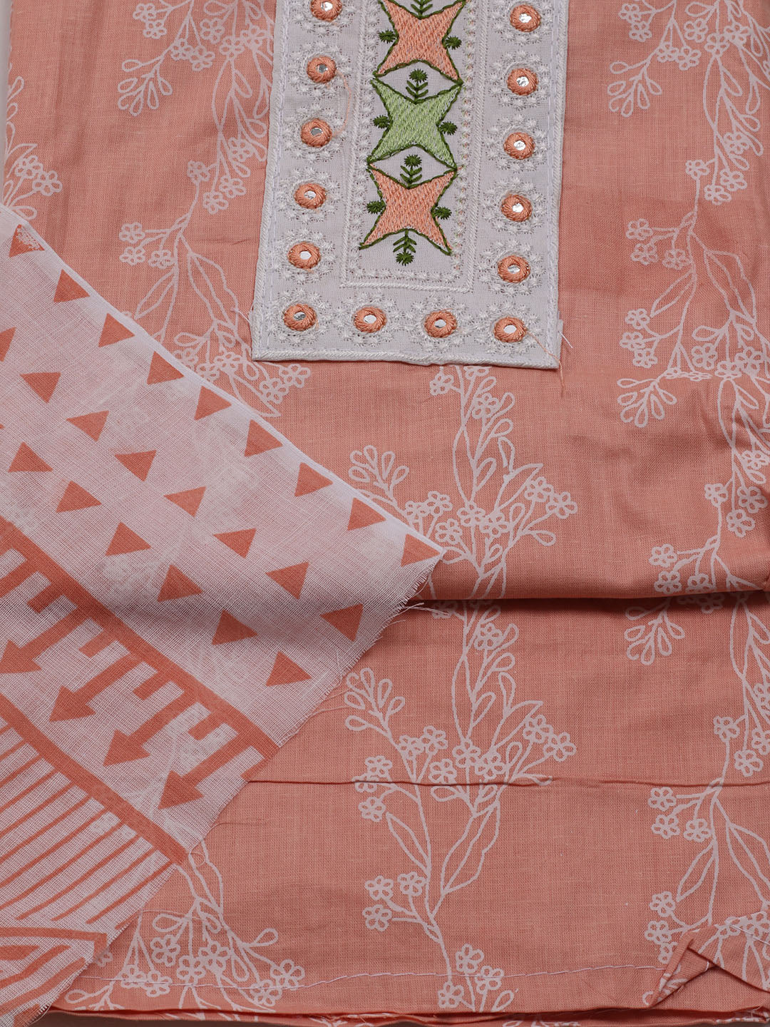Printed Cotton Blend Unstitched Suit With Dupatta