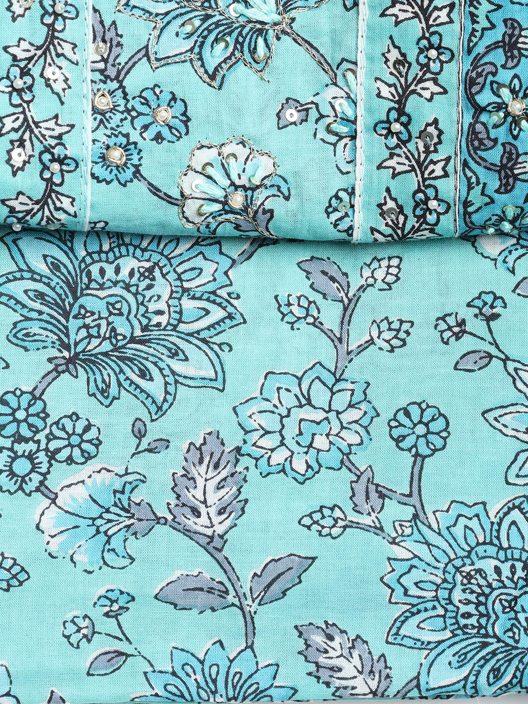 Printed Cotton Blend Unstitched Suit With Dupatta
