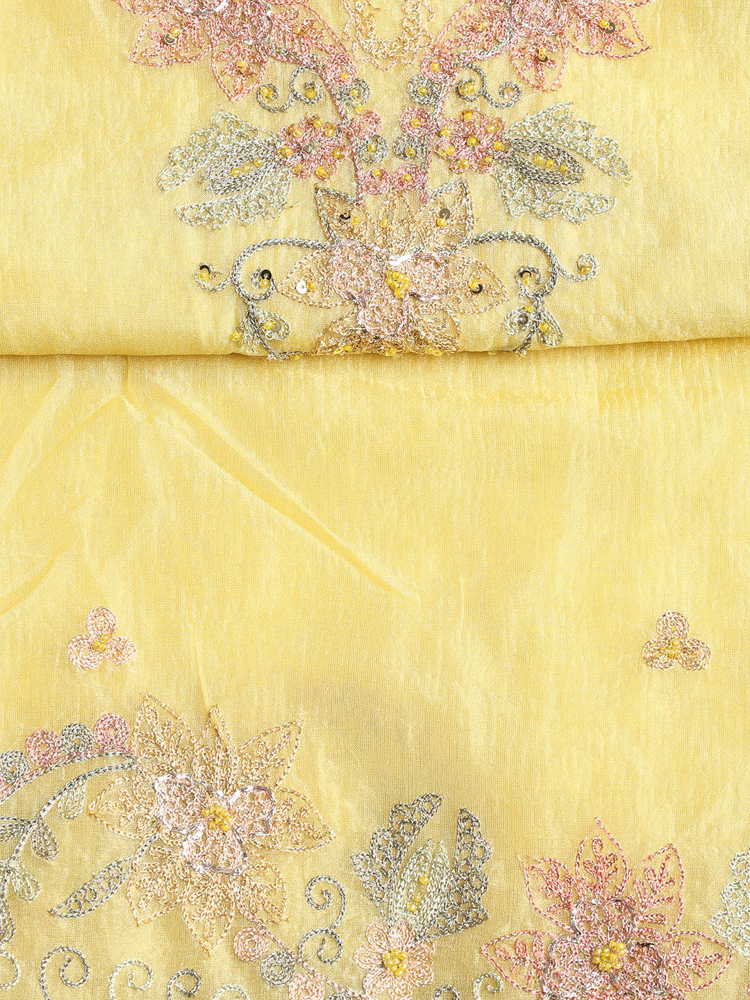 Embroidered Tissue Unstitched Suit With Dupatta