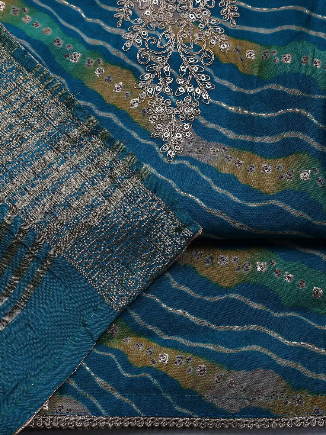 Neck Embroidered Cotton Blend Unstitched Suit With Dupatta