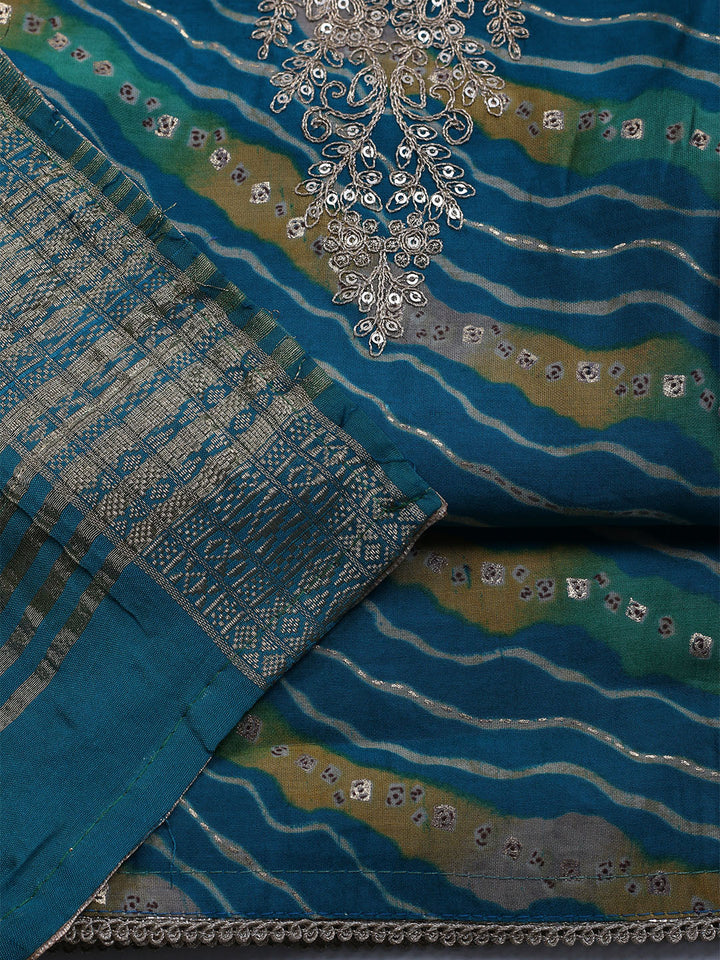 Neck Embroidered Cotton Blend Unstitched Suit With Dupatta