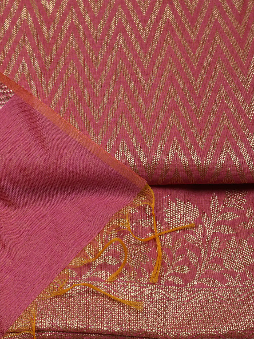 Printed Chanderi Unstitched Suit With Dupatta