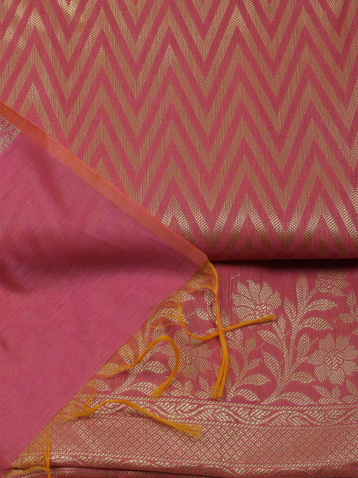 Printed Chanderi Unstitched Suit With Dupatta