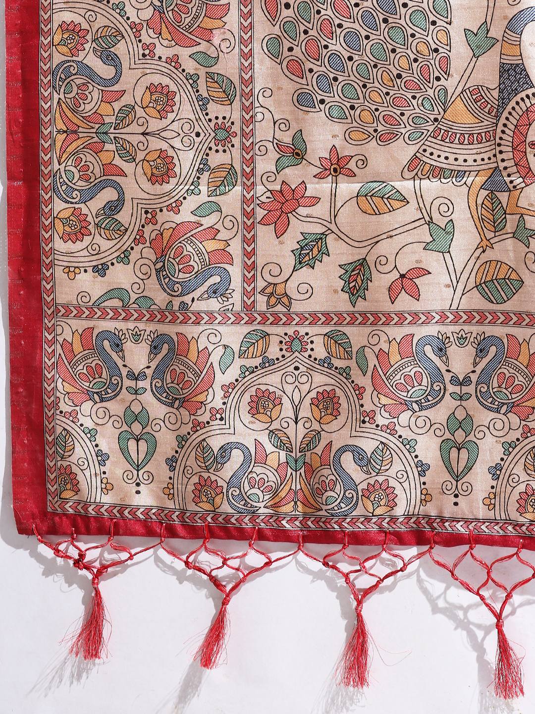 Printed Tussar Silk Saree