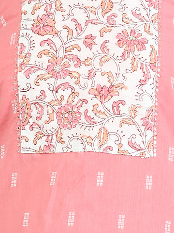 Printed Cotton Blend Unstitched Suit With Dupatta