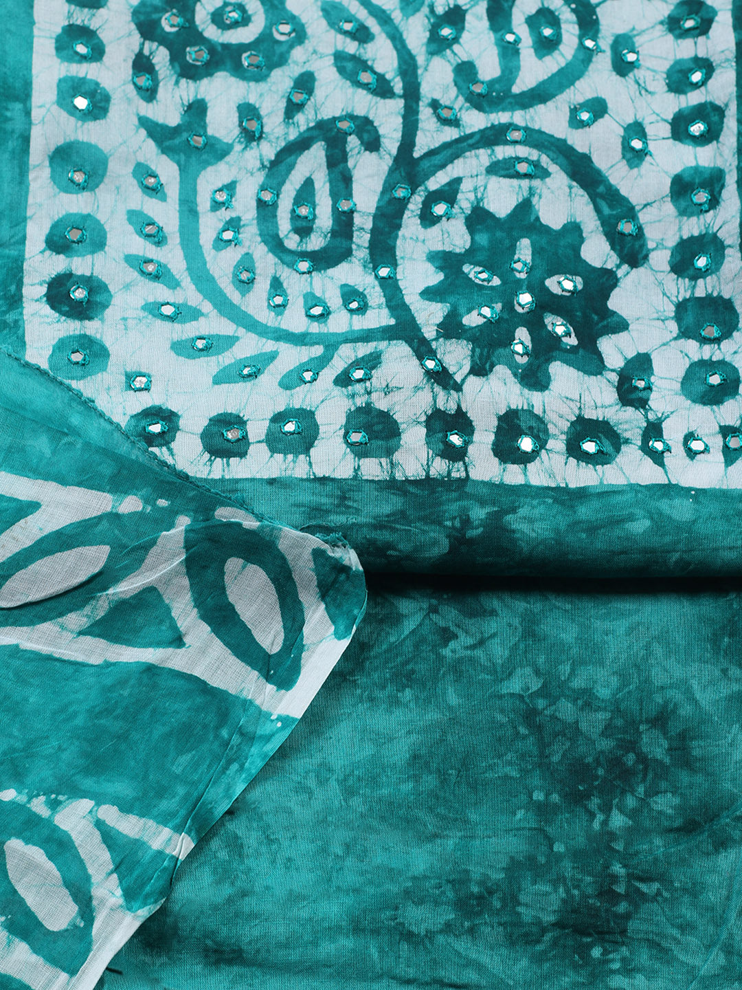 Embroidered Cotton Blend Unstitched Suit With Pant &amp; Dupatta
