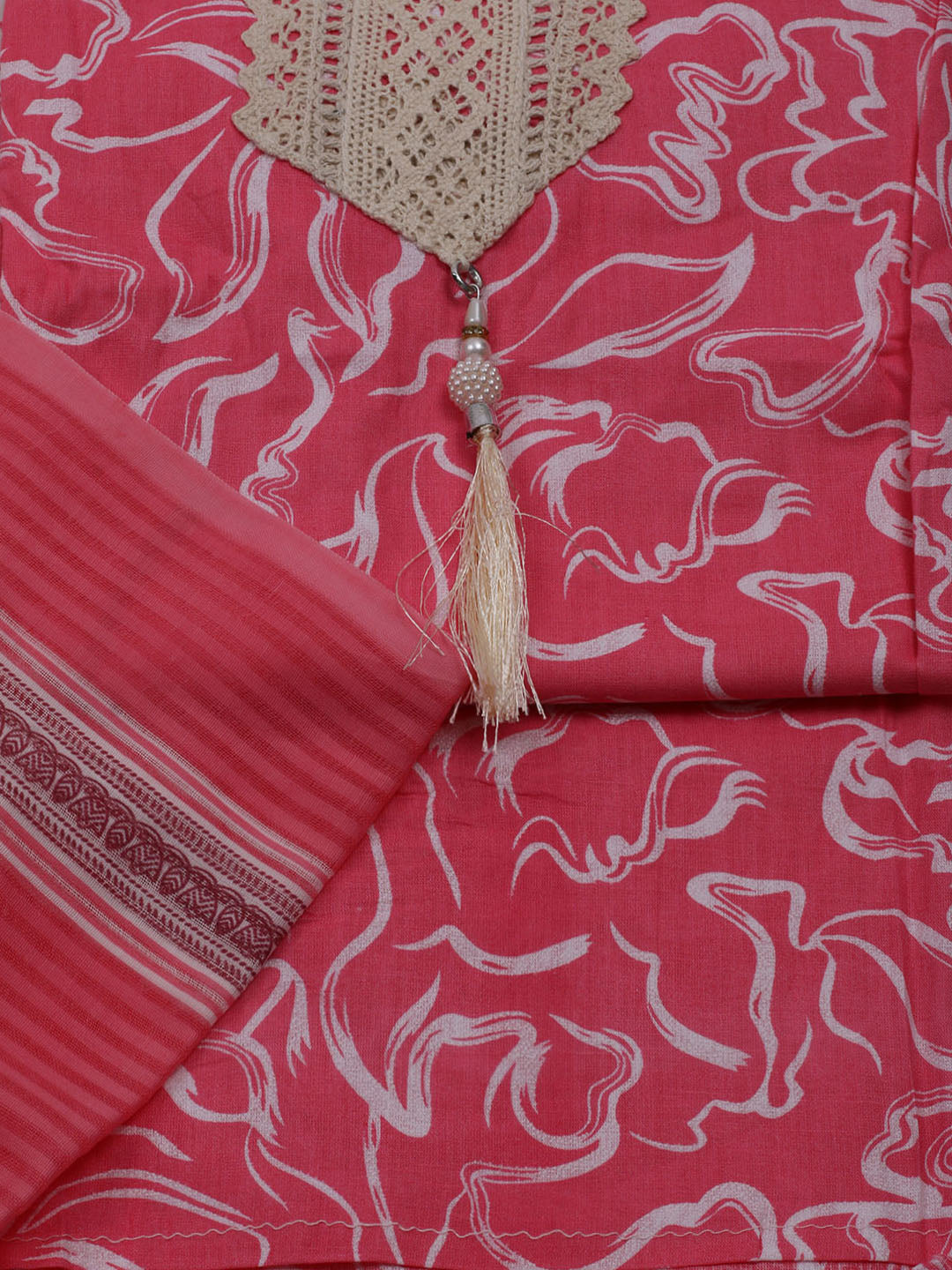 Printed Cotton Blend Unstitched Suit With Dupatta