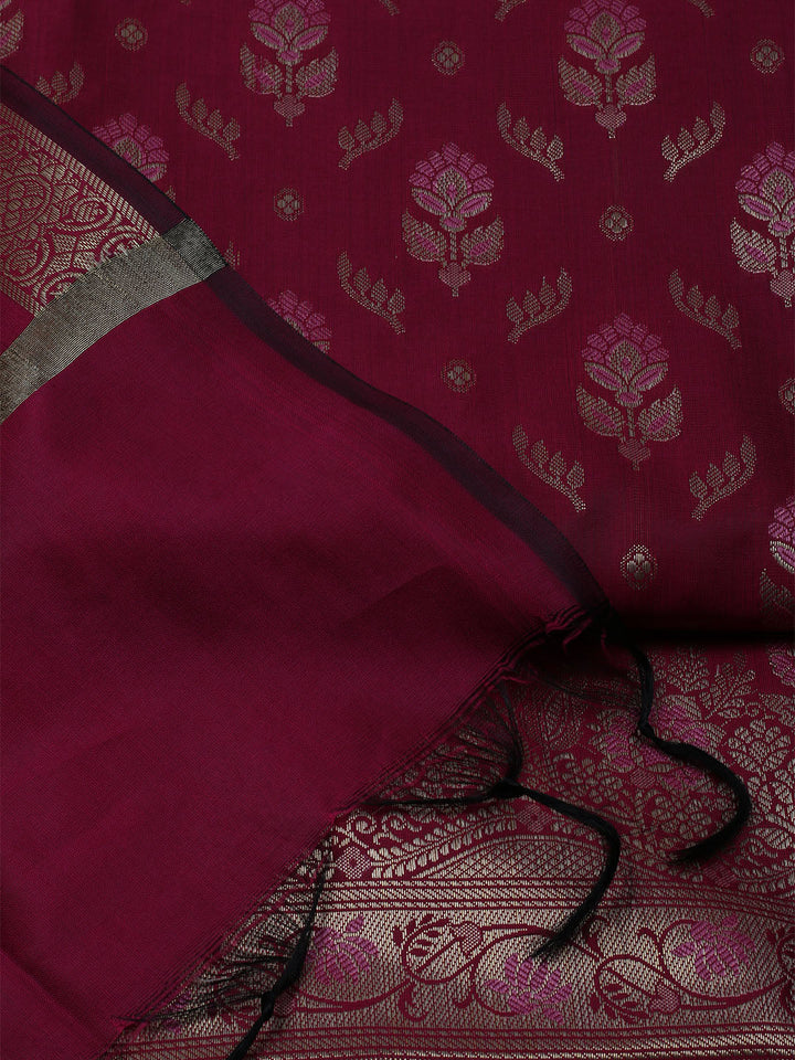 Woven Chanderi Unstitched Suit With Dupatta