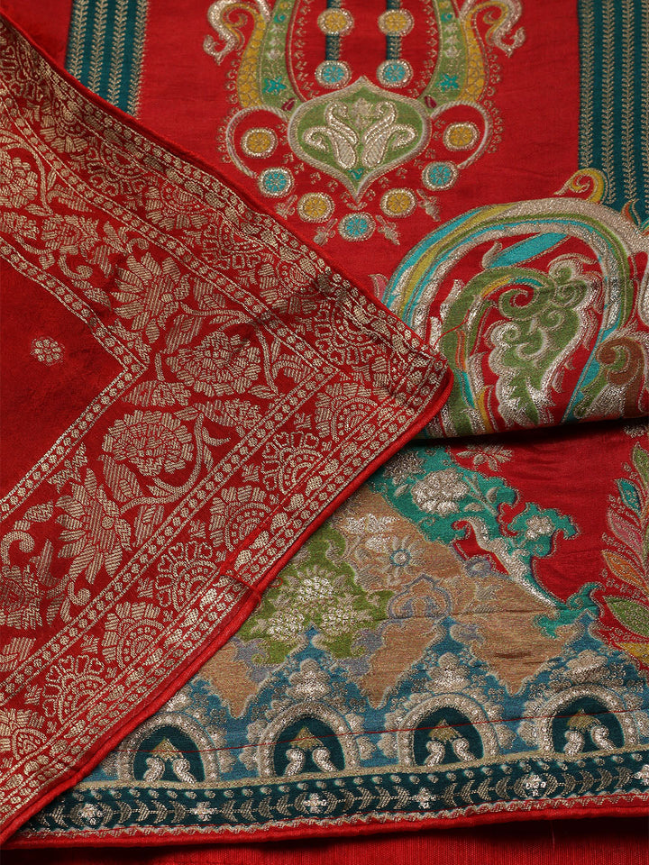 Woven Banarasi Art Silk Unstitched Suit With Dupatta