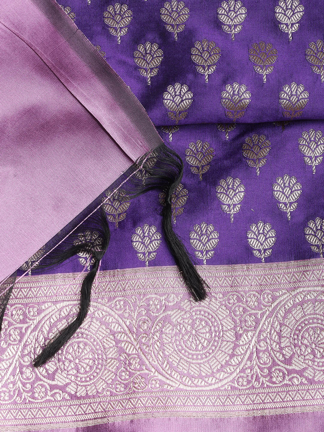 Woven Banarasi Chanderi Unstitched Suit With Dupatta