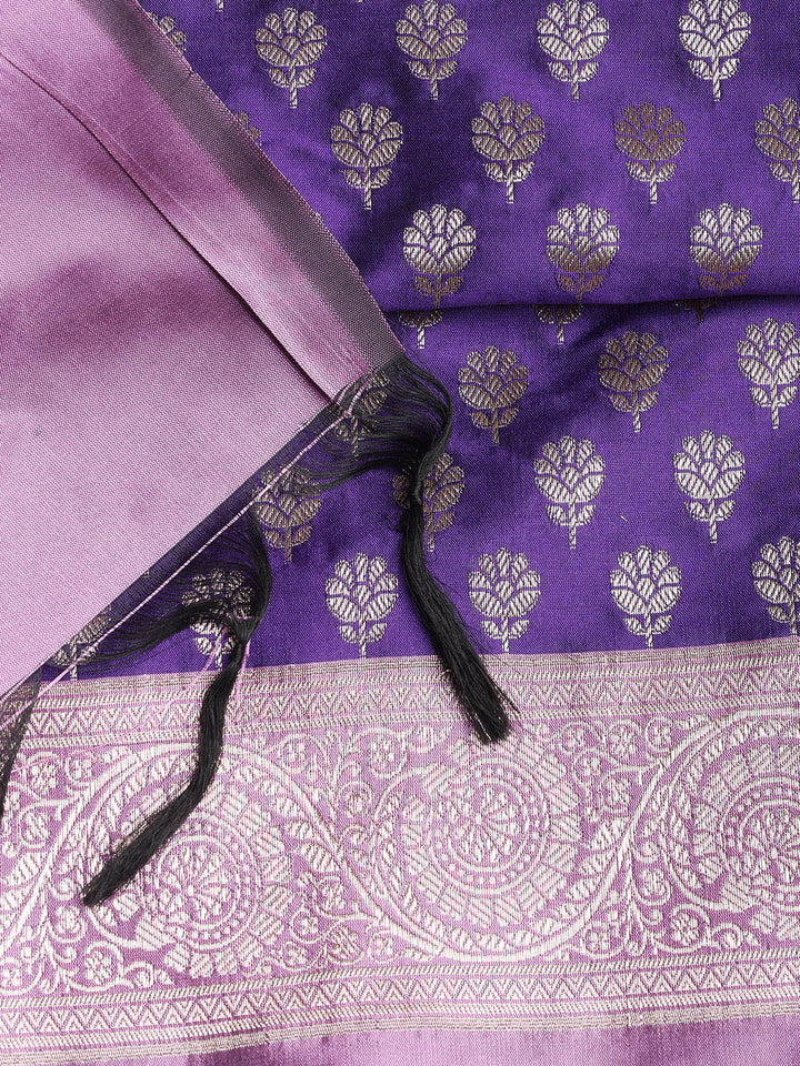 Woven Banarasi Chanderi Unstitched Suit With Dupatta