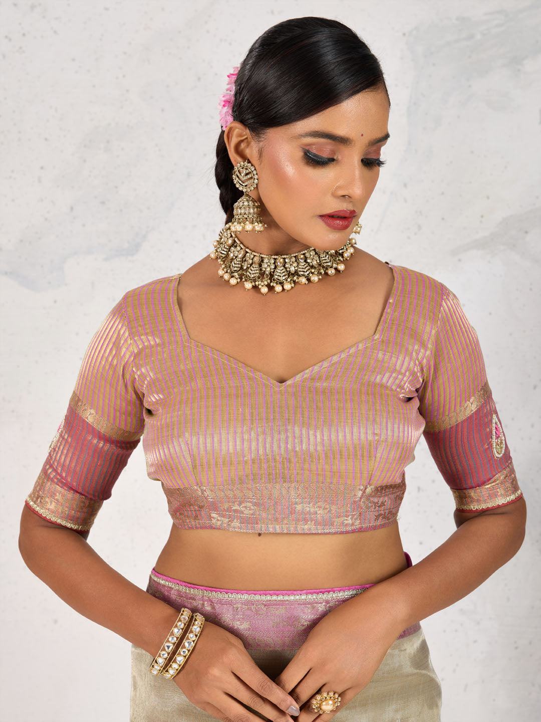 Embroidered Tissue Linen Saree