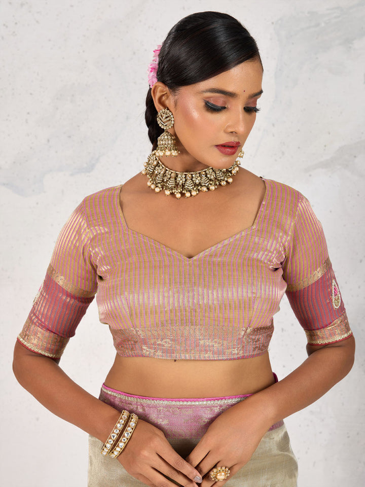 Embroidered Tissue Linen Saree