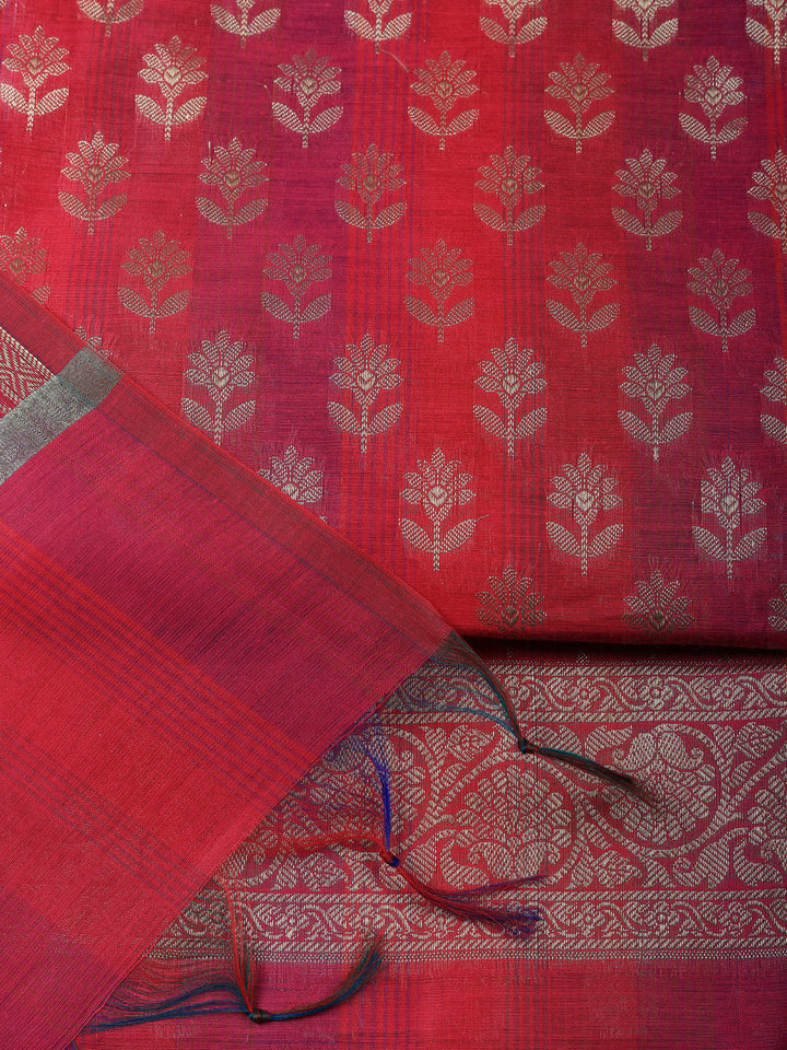 Woven Design Chanderi Unstitched Suit With Pant &amp; Dupatta