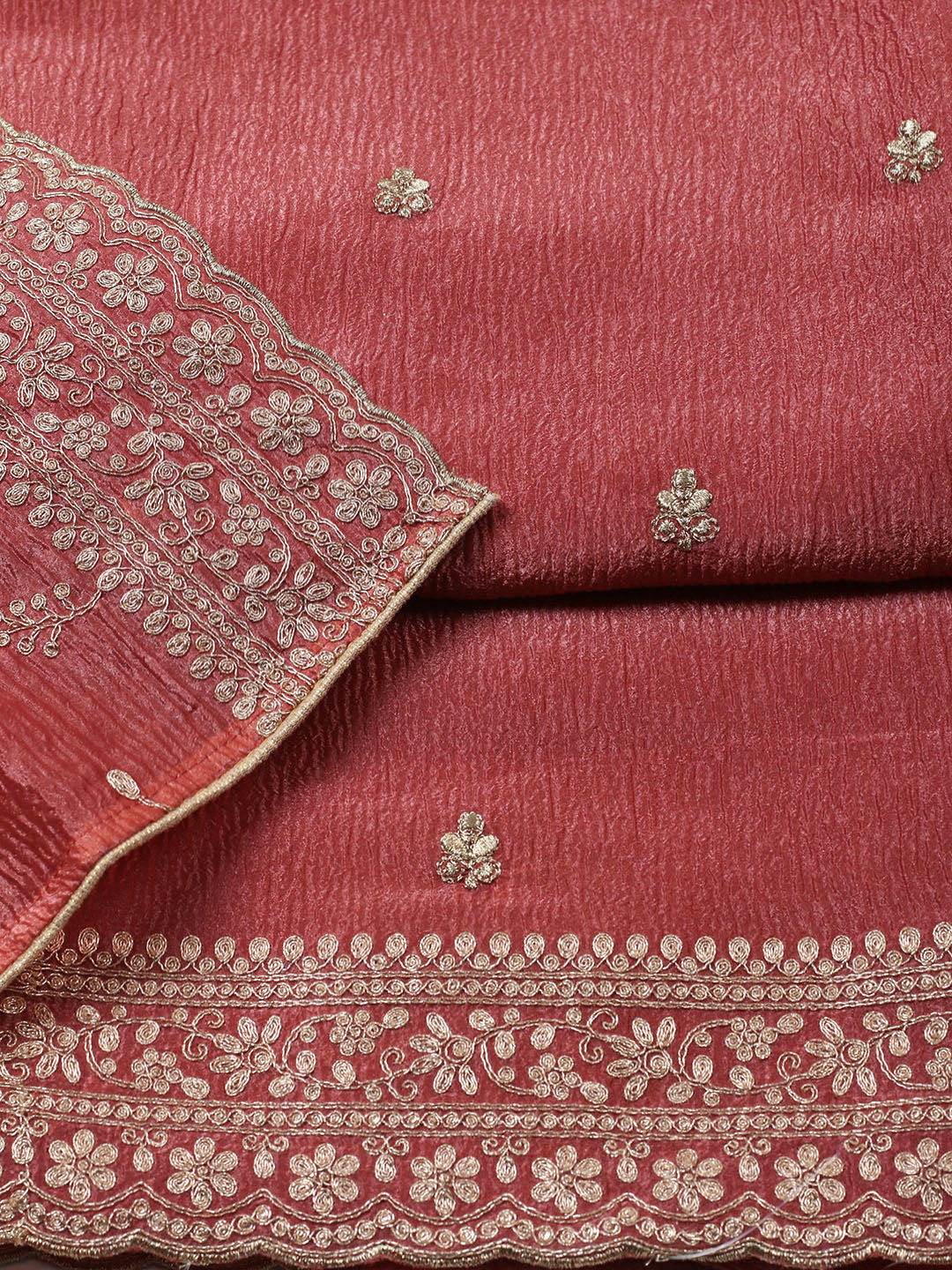 Woven Design Chanderi Unstitched Suit With Pant &amp; Dupatta