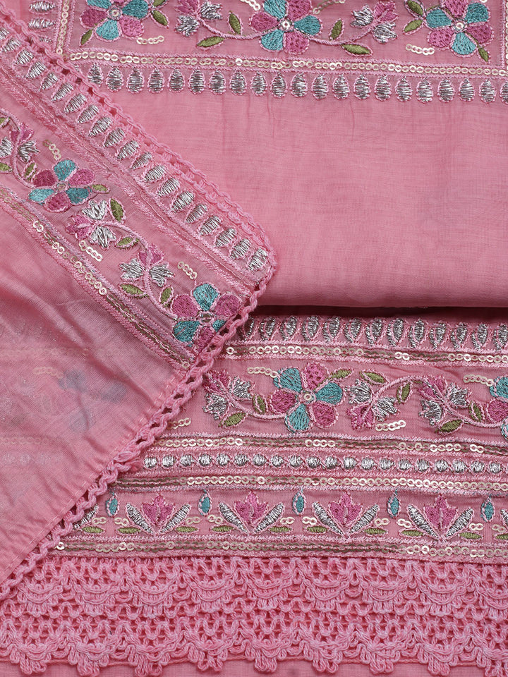 Embroidered Organza Unstitched Suit With Dupatta
