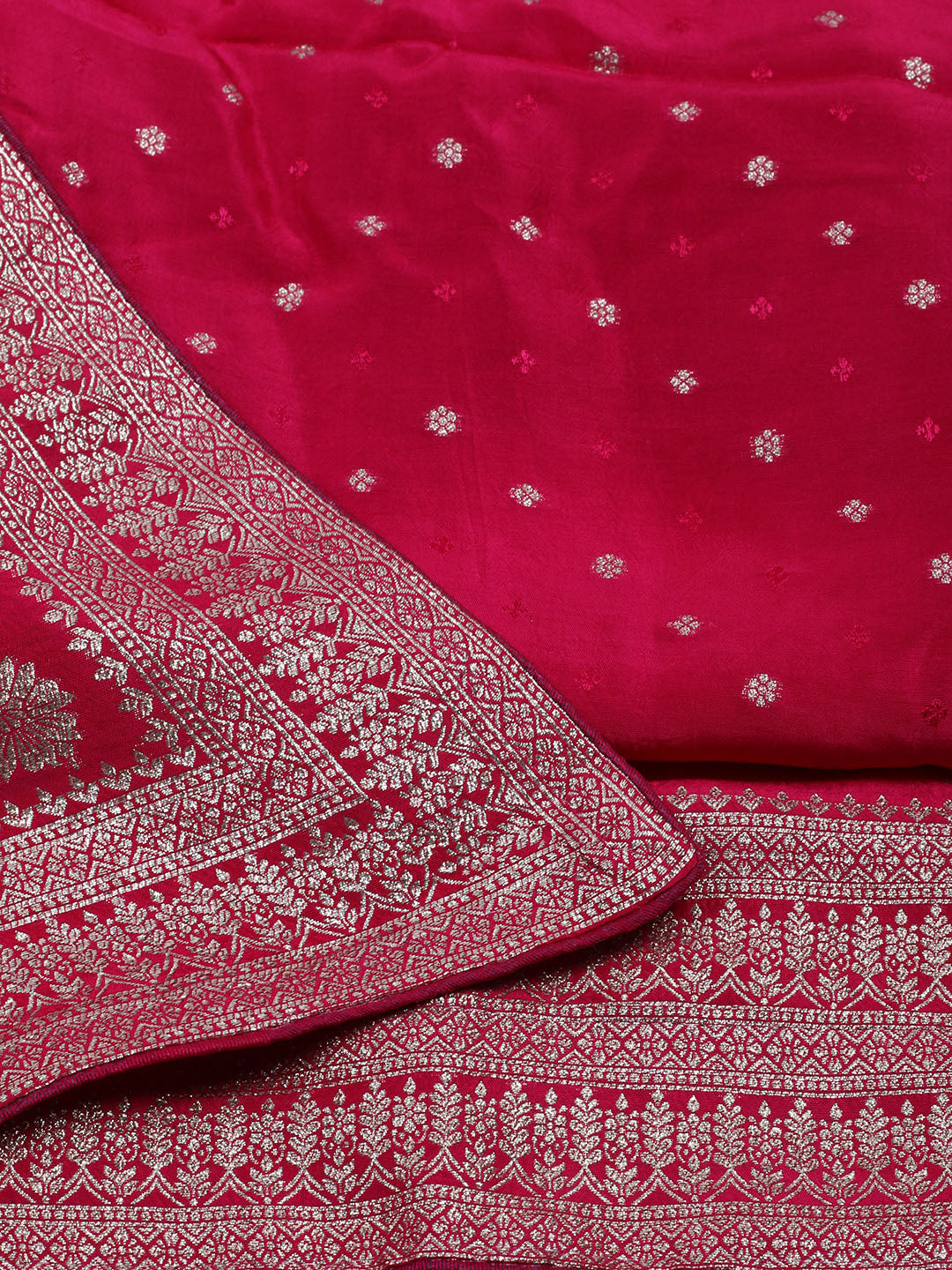 Embroidered Art Silk Unstitched Suit With Dupatta