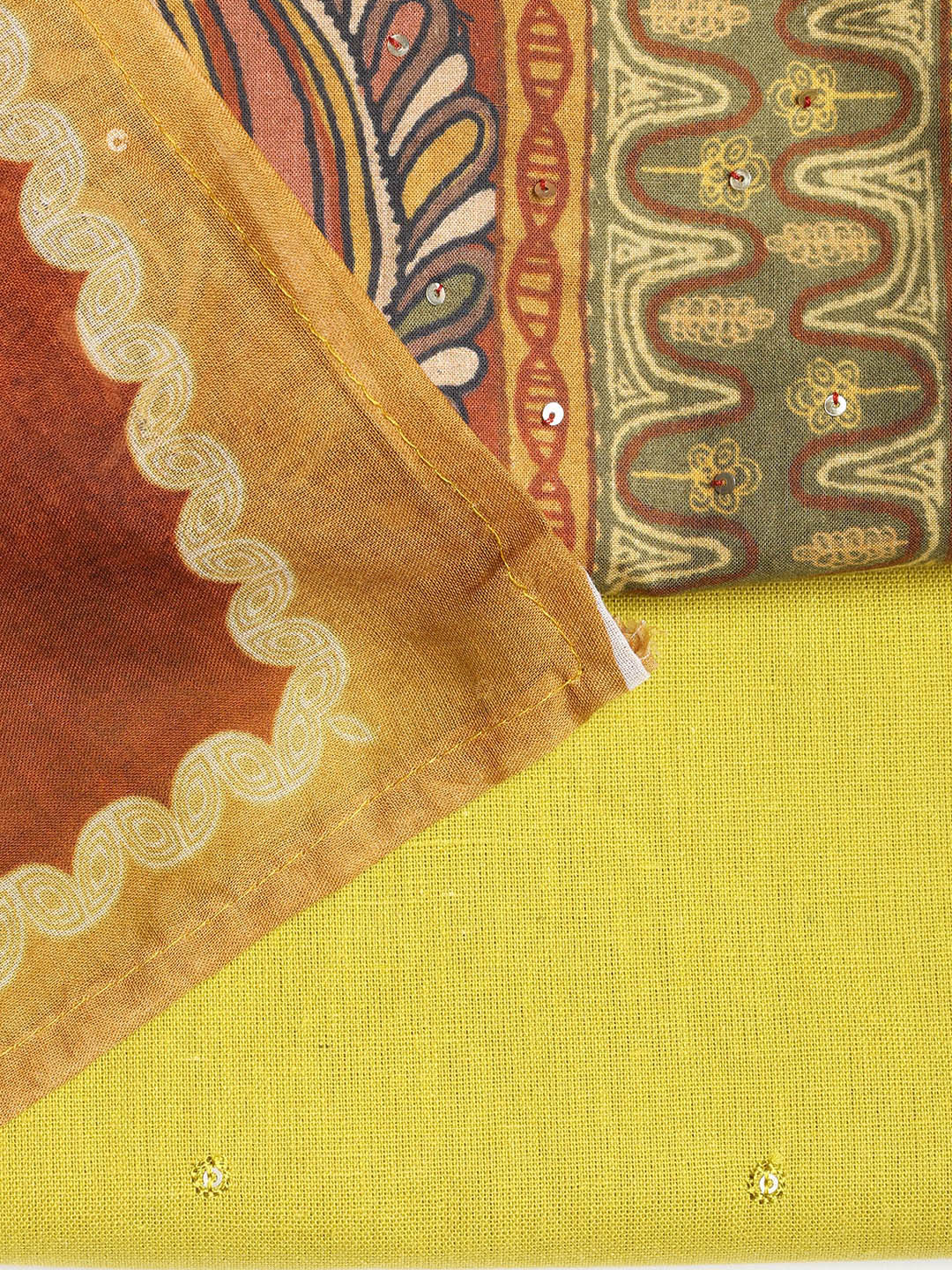Printed Cotton Blend Unstitched Suit With Dupatta