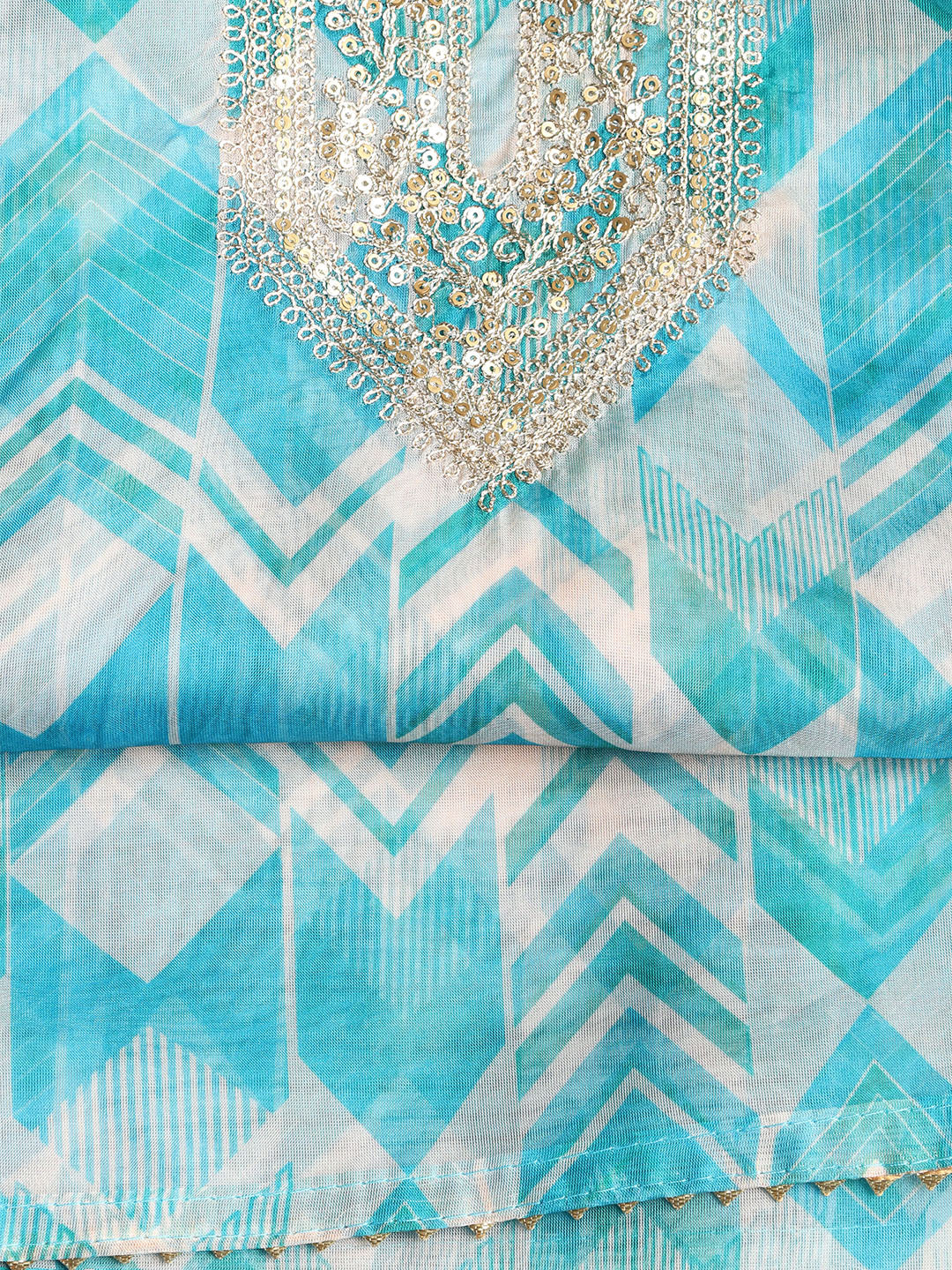 Embroidered Organza Unstitched Suit With Dupatta