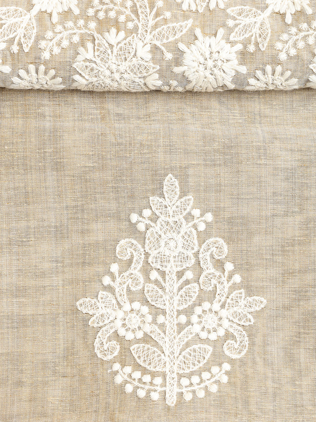 Neck Embroidered Chanderi Unstitched Suit With Dupatta