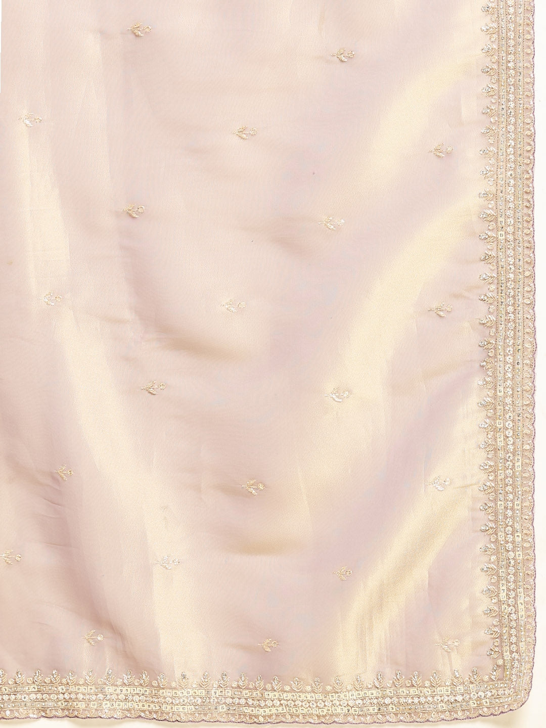 Stone &amp; Sequin Embroidered Tissue Saree