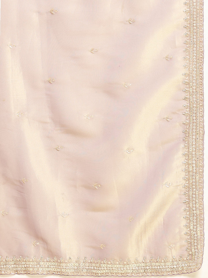 Stone &amp; Sequin Embroidered Tissue Saree