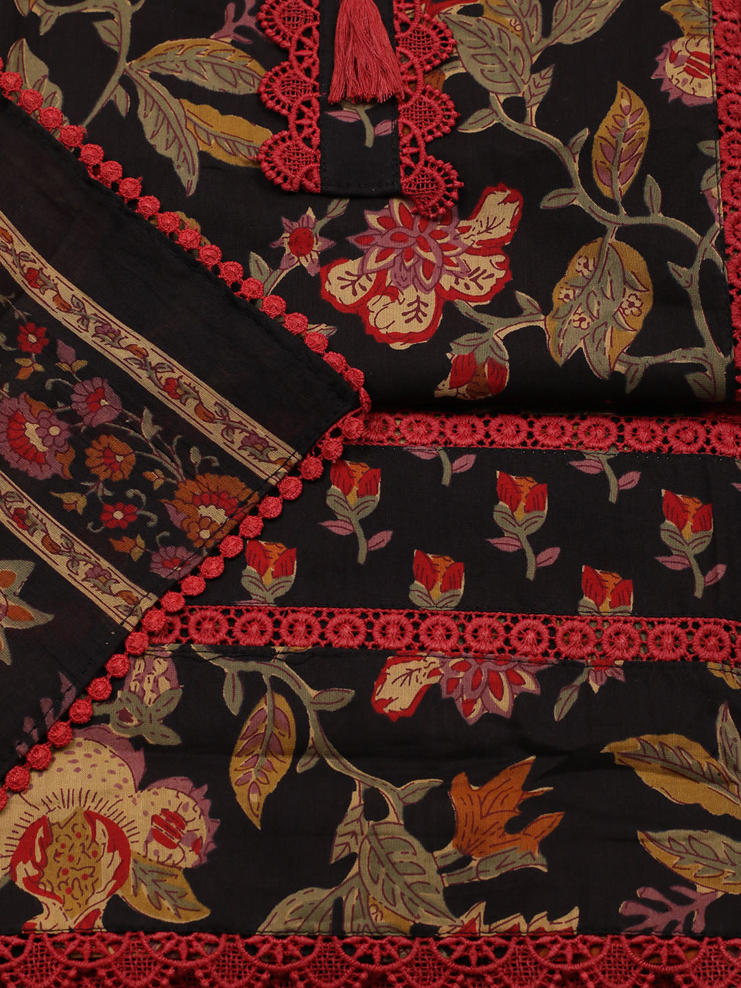 Embroidered Cotton Blend Unstitched Suit With Pant &amp; Dupatta