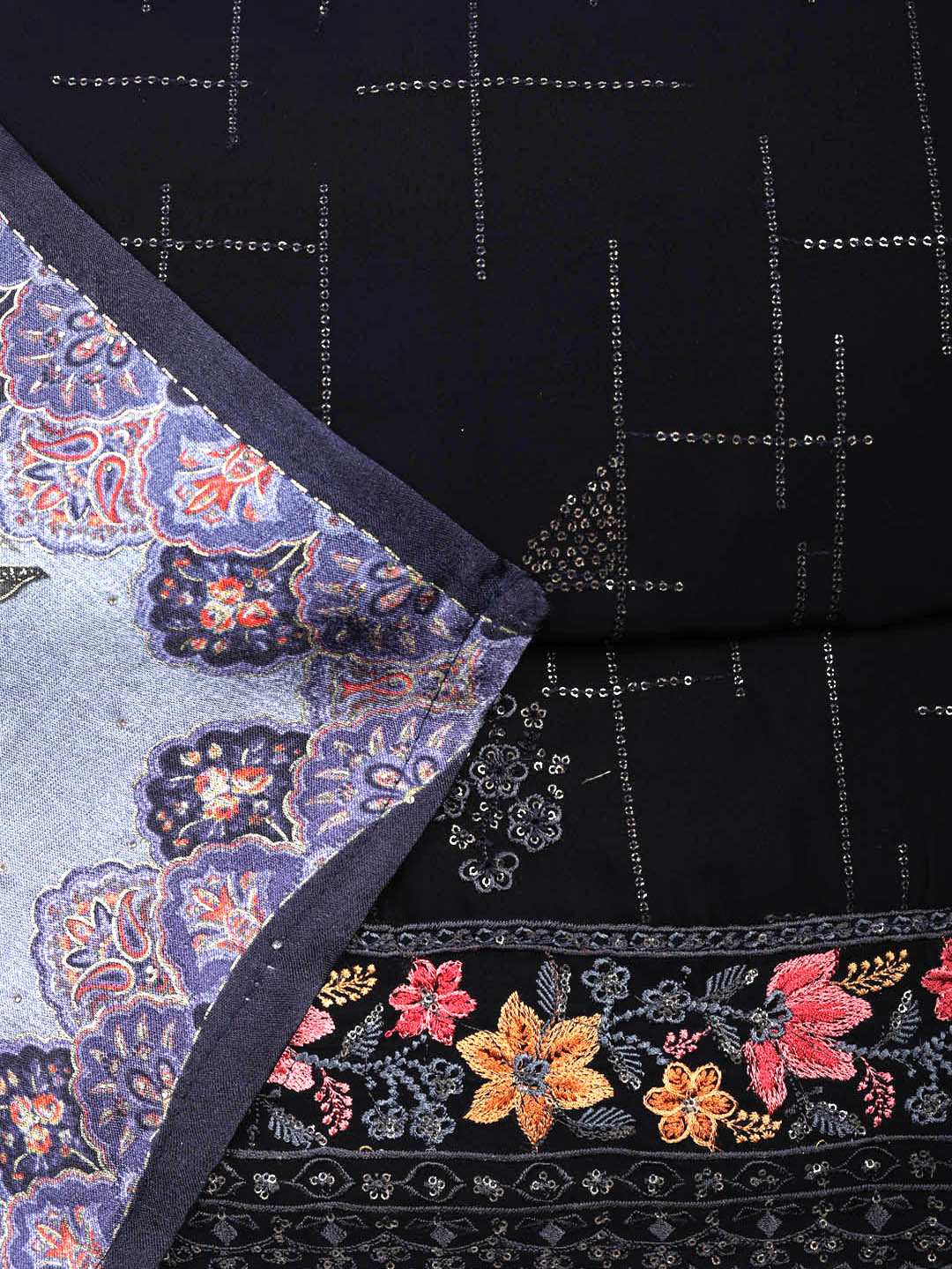 Woven Design Georgette Unstitched Suit With Pant &amp; Dupatta