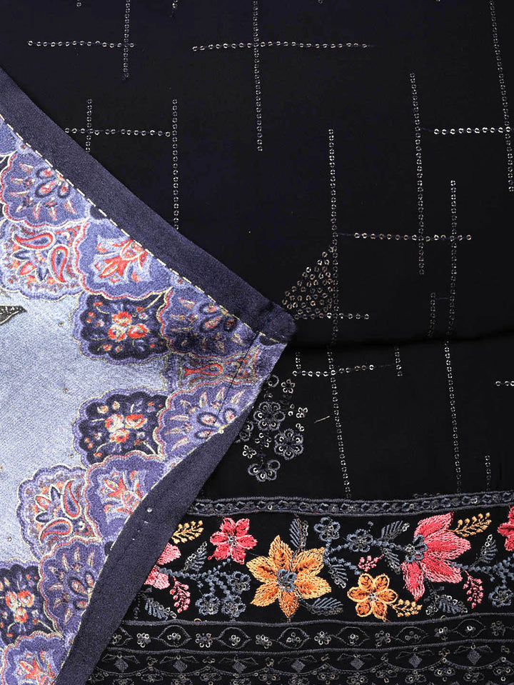 Woven Design Georgette Unstitched Suit With Pant &amp; Dupatta