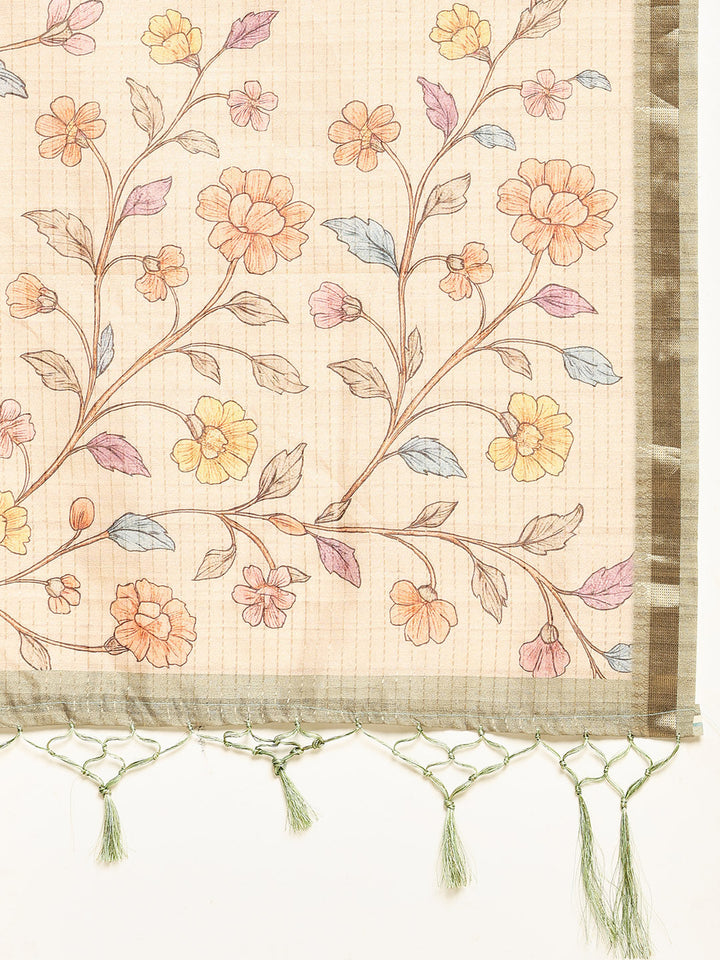 Printed Tussar Saree