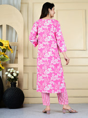 Printed Cotton Blend Kurta With Pants