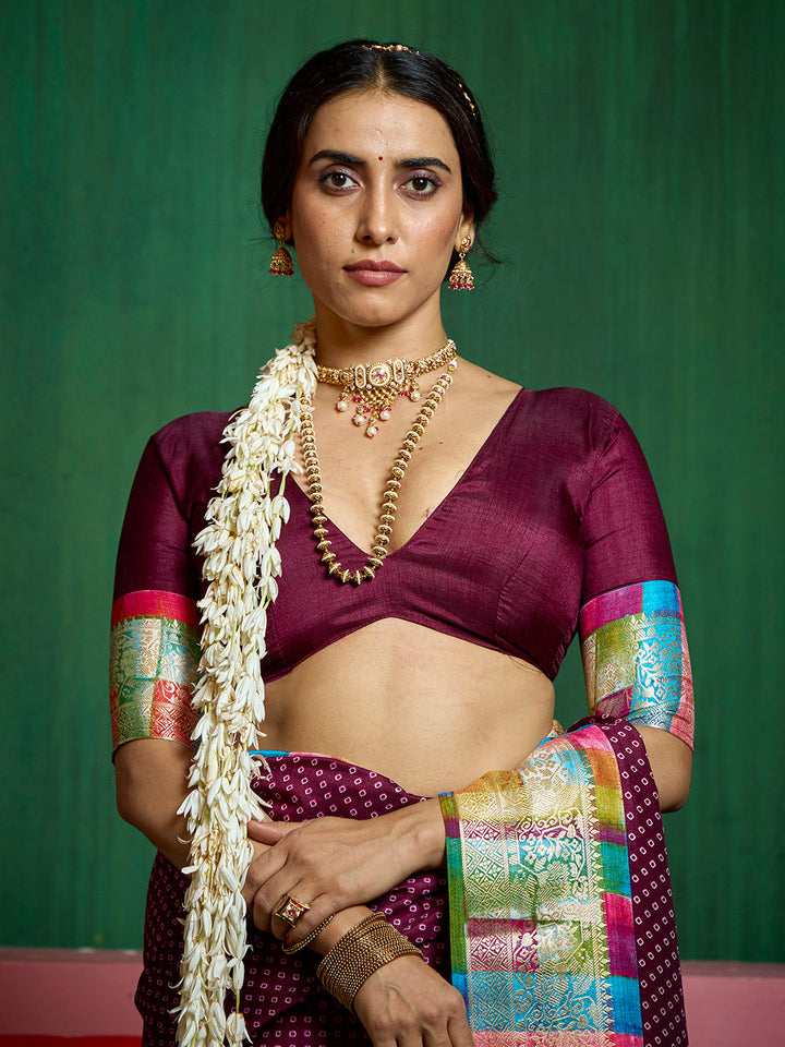 Bandhani Printed Art Silk Saree