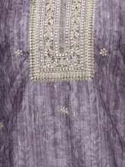 Neck Embroidered Chanderi Unstitched Suit Piece With Dupatta