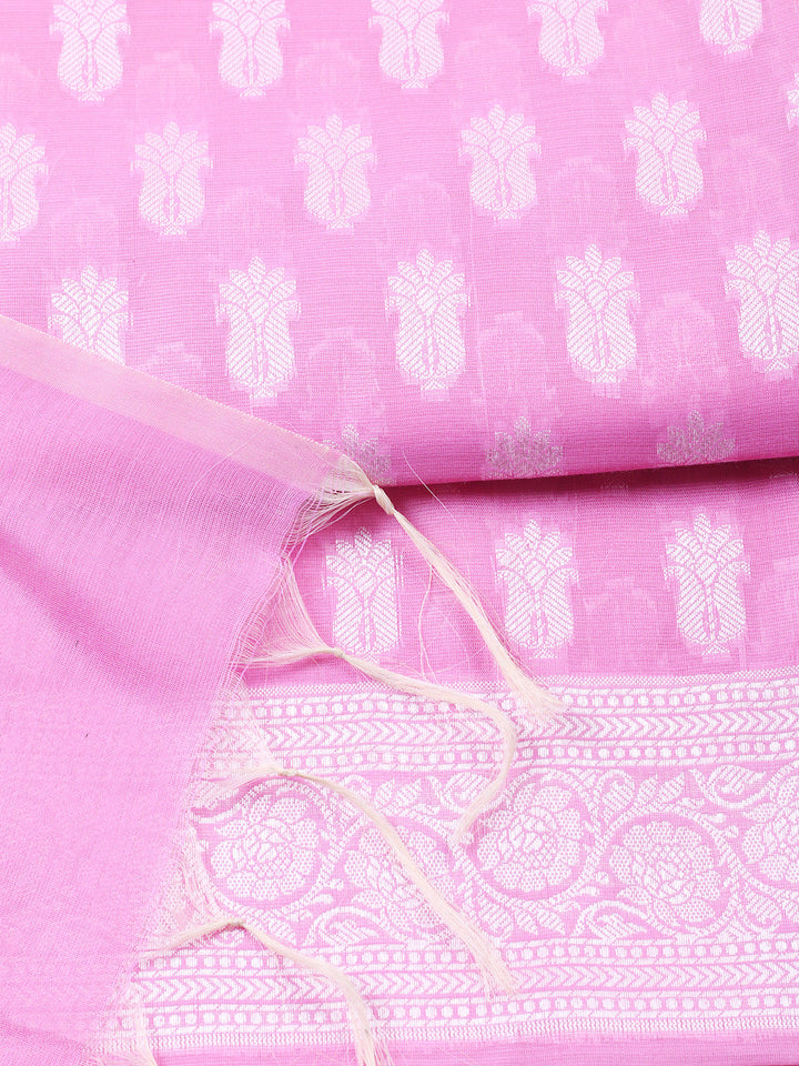 Woven Design Chanderi Unstitched Suit With Pant &amp; Dupatta