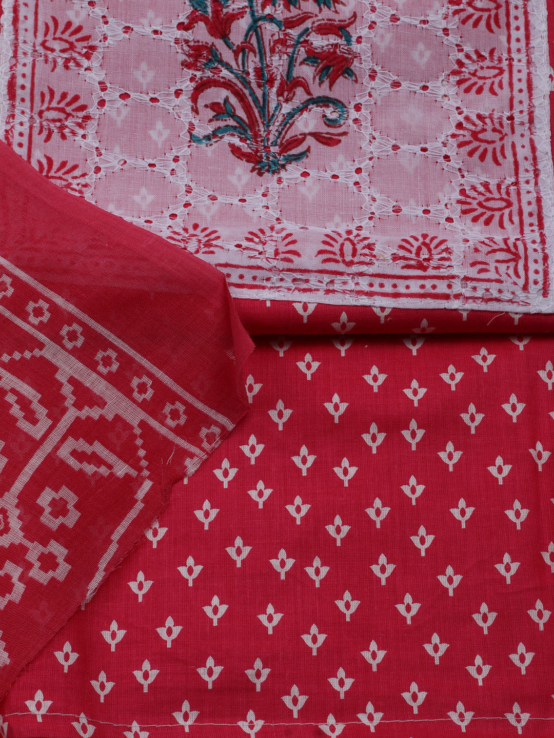 Printed Cotton Blend Unstitched Suit With Dupatta