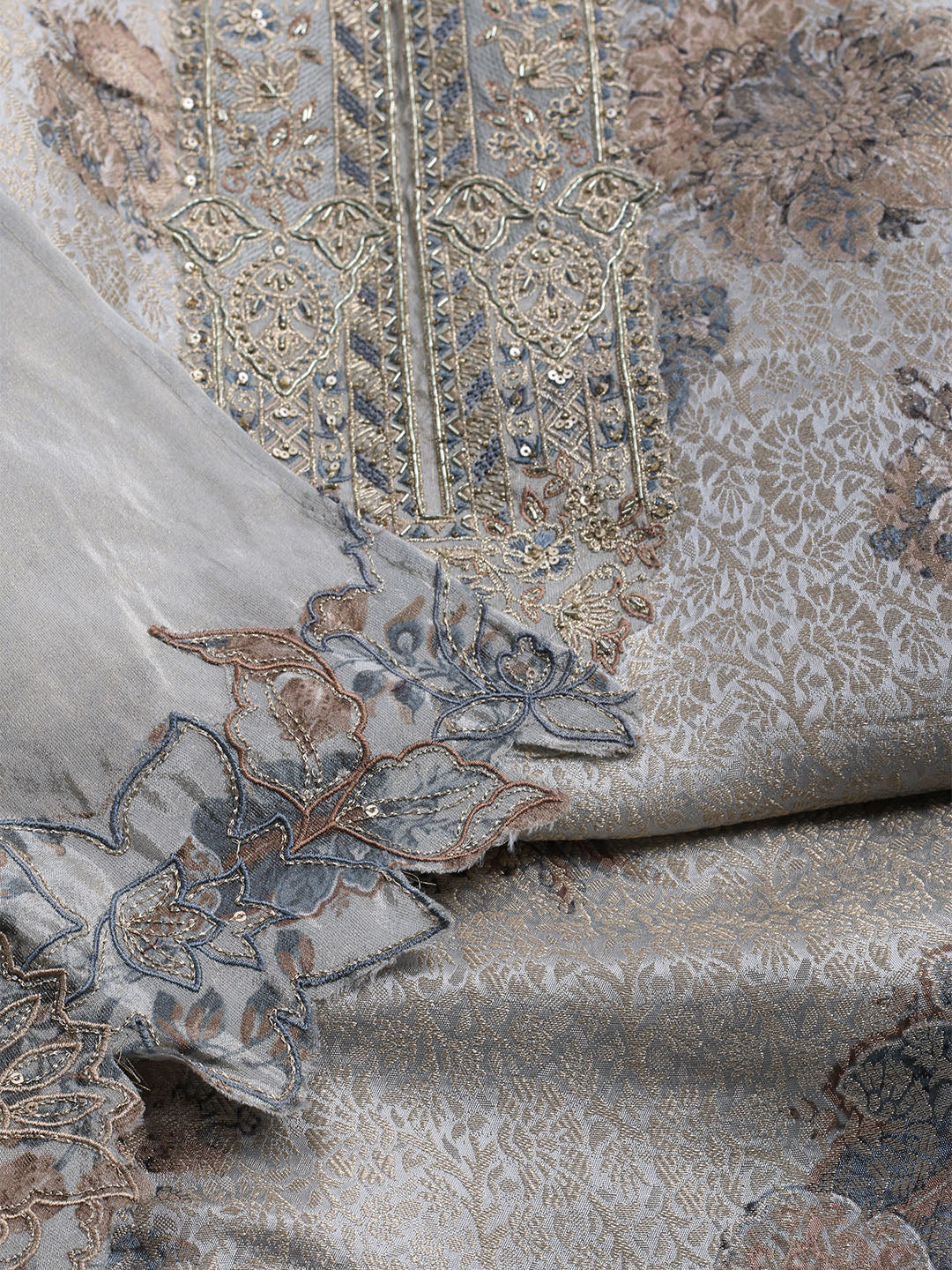 Banarasi Tissue Unstitched Suit With Dupatta