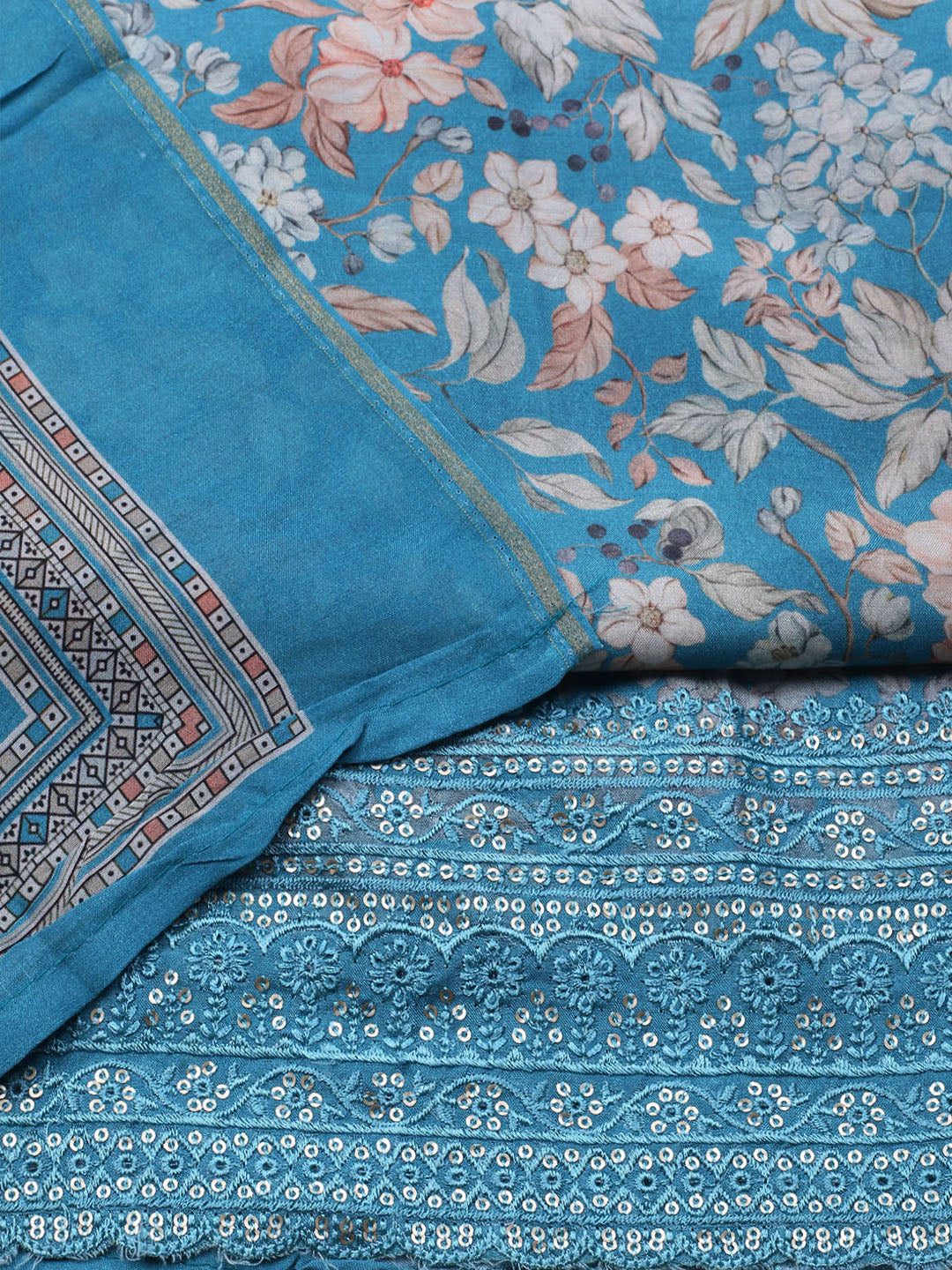 Printed Muslin Unstitched Suit With Dupatta