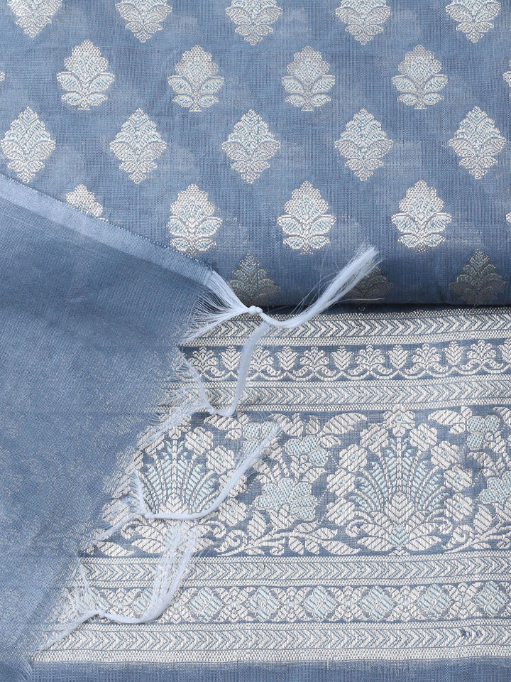 Woven Chanderi Unstitched Suit With Dupatta