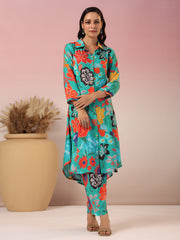 Floral Printed Muslin Kurta With Pants