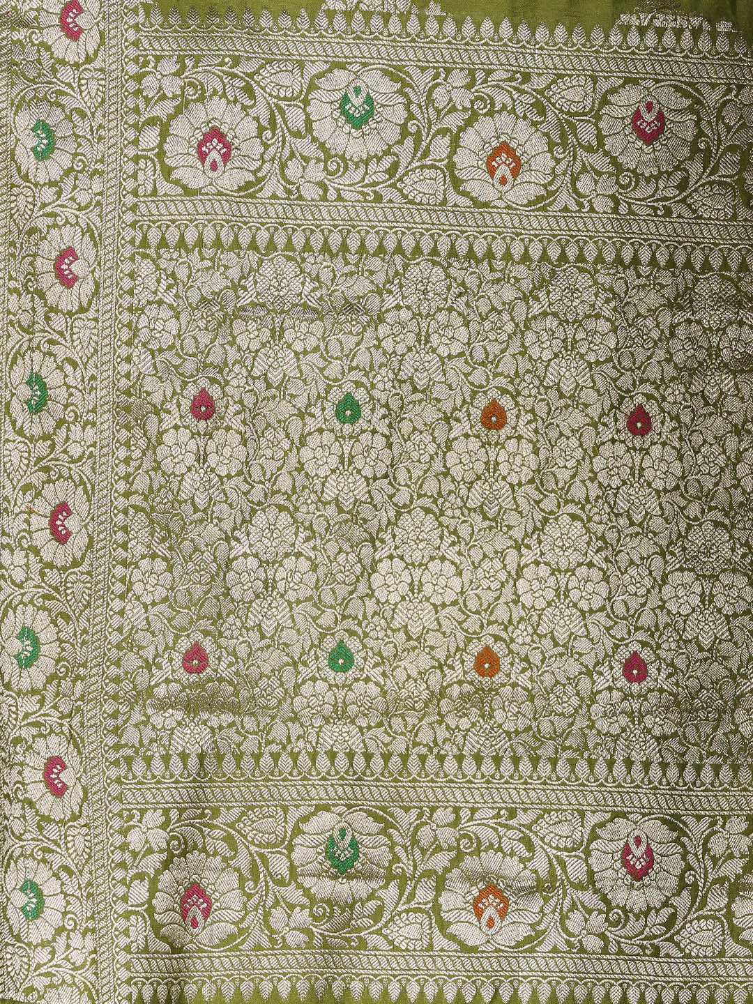 Zari Border Booti Cotton Blend Woven Saree