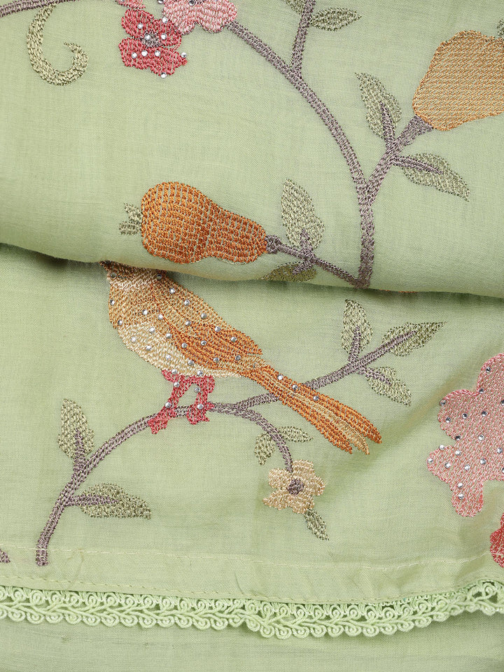 Embroidered Cotton Blend Unstitched Suit With Dupatta