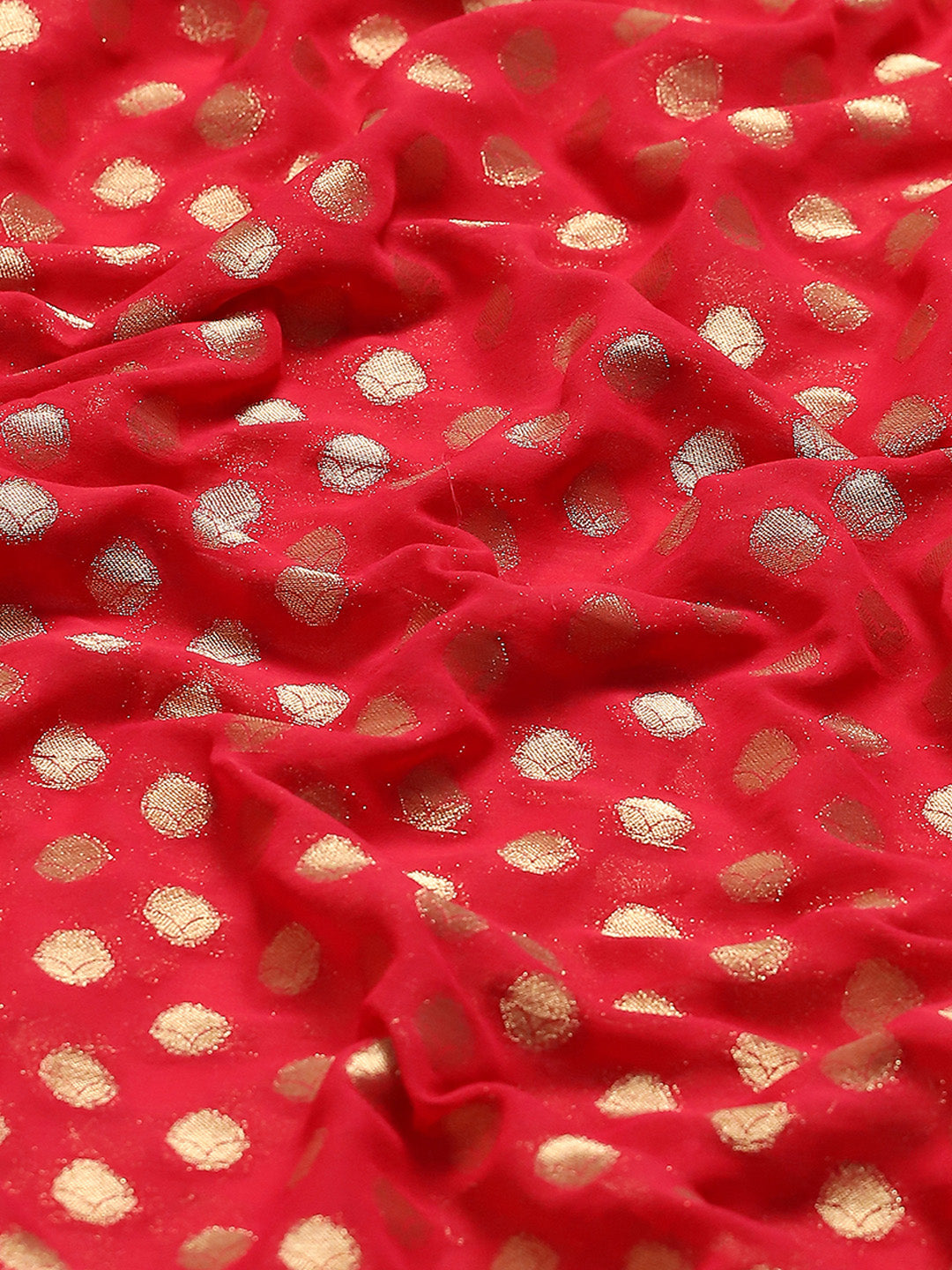 Zari Border Booti Chiffon Woven Saree
